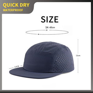 Sombrero de campamento de 5 paneles blanco no estructurado de secado rápido de verano para sombreros de correr perforados impermeables de nailon para hombres y mujeres - Product Image 4