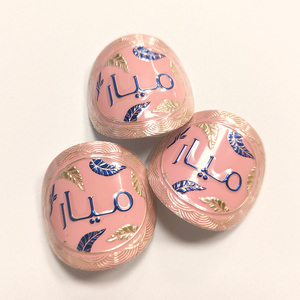 Autocollants en métal gaufré, étiquettes ovales écologiques, motif <span class=keywords><strong>feuille</strong></span> or et bleu, étiquettes de parfum pour femmes - Product Image 3