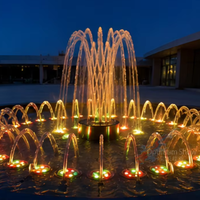 Fuente Musical Comercial de Acero Inoxidable 304 con Luces LED Multicolores, Control PLC/DMX512, Resistente al Agua