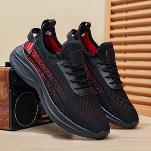 Zapatillas de running de talla grande y ajuste ancho, de tejido de una pieza, suaves, para jogging, Triple Black, para uso diario, caminar y gimnasio. - Product Image 6