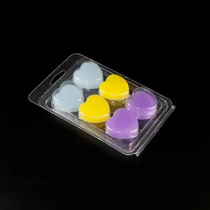 6-Com Wax Melt Containers Clamshells Packaging Plastic Gift Box Heart Cavity Wax Melt Box Packaging Plastic Boxes For Candle