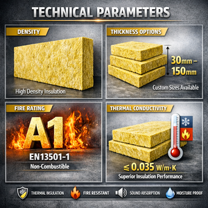 Panneau en <span class=keywords><strong>laine</strong></span> <span class=keywords><strong>de</strong></span> roche haute densité ignifuge Airgeltech A1 pour murs-rideaux et isolation des bâtiments - Product Image 4