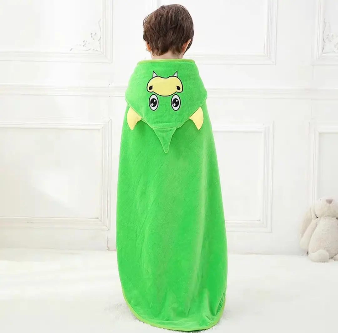 Wholesale Hooded Soft Baby Blanket Kids Colorful Hoodie Baby Bathrobe Animal Face cartoon children quick dry towel