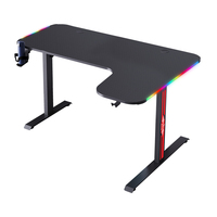 Grande table de jeu moderne en forme de L avec LED RVB, table de jeu informatique réglable de haute qualité, personnalisable, blanche