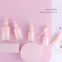 Bouteille de stockage sérum cosmétique, petite bouteille rondes en verre, pour huile essentielle, gloss, rose, 15ml ou 30ml, vente en gros