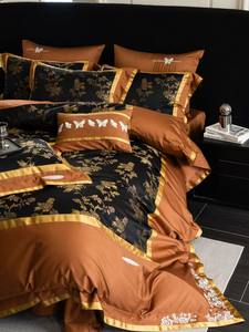 Xiangyun 새틴 + 자카드 자수 코튼 패브릭 침대 시트, 베갯잇, 이불 커버 세트 - Product Image 6