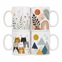 Mug à café en céramique personnalisé avec sublimation, motif de personnage de dessin animé et paysage naturel, tasse à thé blanche imprimée, mug souvenir