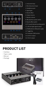 Professionelle Soundkarte <span class=keywords><strong>Audio</strong></span>-<span class=keywords><strong>Interface</strong></span> Q-16 <span class=keywords><strong>2</strong></span>-Kanal <span class=keywords><strong>USB</strong></span> für Aufnahmestudio Kleiner Computer Live-Streaming Mixer - Product Image 4