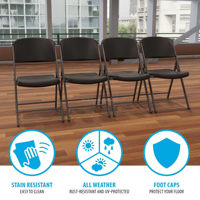 Chaises pliantes en plastique HDPE blanc, robustes, empilables, portables, pour l'extérieur, pour réunions, fêtes, location