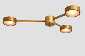 Lustre suspendu Sputnik MCM rond à 3 lumières en laiton, style Mid-Century Modern, fait main - Product Image 5