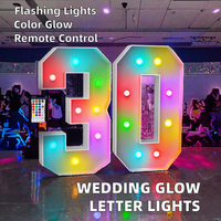 Lampes à lettres lumineuses LED colorées à couleurs changeantes pour mariage, numéros personnalisés, utilisation publicitaire pour bars et bâtiments DC