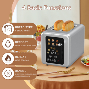 Pemanggang Roti Digital 2 Slot Panjang Bahan Stainless Steel Dilengkapi Rak Penghangat, Fitur Defrost dan Reheat untuk Hotel dan Rumah Tangga - Product Image 4