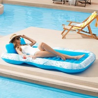 Matelas à eau gonflable personnalisé en PVC chaise longue bateau flottant grande plage bain de soleil salon d'eau flottant avec support à boissons