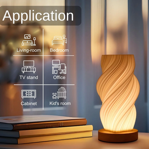 LED 3D Vase Night <b>Light</b> USB Rechargeable Wooden Base Table Lamp Warm <b>Light</b> Adjustable for Indoor Bedroom Decoration Bedside Lamp - Product Image 2