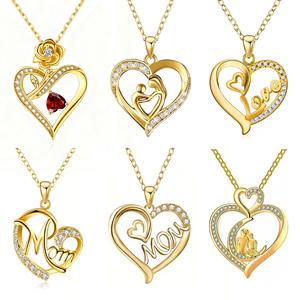 Collana con Ciondolo a Forma di Cuore con Zirconi per San Valentino, Gioiello in Acciaio Inossidabile Impermeabile alla Moda - Product Image 1