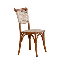 Chaises de salle à manger sans accoudoirs en bois massif tressé style rétro pour maisons d'hôtes et cafés – Vente en gros – Décoration décontractée pour la Chine