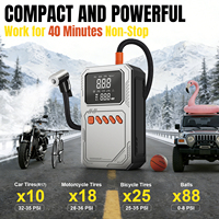 Démarreur de saut Compresseur d'air 12-24V Portable (9L Essence/8L Diesel) 150PSI Arrêt automatique Gonfleur de pneus Affichage numérique LED