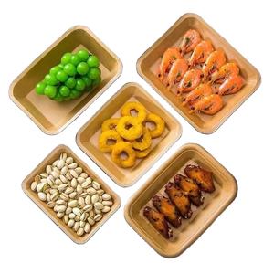 Récipient alimentaire jetable en <span class=keywords><strong>carton</strong></span> écologique assiette à Sushi en papier Kraft plateau plat emballage pour collations - Product Image 1