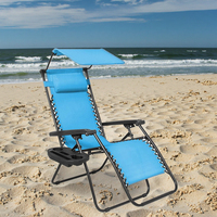 Chaise longue moderne zéro gravité en métal à dossier haut avec auvent, confortable, durable, portable pour une utilisation en extérieur
