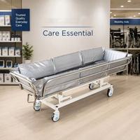 Lit de douche pour patient d'hôpital durable et imperméable, avec roulettes mobiles, panier de rangement intégré, cadre en acier anticorrosion, pour le bain