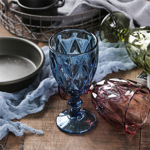 Verres <span class=keywords><strong>à</strong></span> vin gobelet bleus rétro en <span class=keywords><strong>verre</strong></span> épais de style bohème vintage, verres <span class=keywords><strong>à</strong></span> <span class=keywords><strong>eau</strong></span> pressés avec motif coloré en spray - Product Image 4