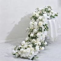 Chemin de table de mariage en fleurs artificielles, roses en soie, fausses fleurs, centre de table de mariage, arrangement floral pour allée de mariage
