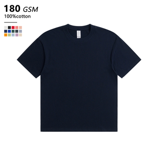 180GSM 100% alla moda in cotone pettinato t-shirt nera in tinta unita manica corta abiti di marca <span class=keywords><strong>con</strong></span> Logo personalizzato in bianco - Product Image 1