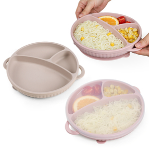 Ensemble d'assiettes divisées en silicone avec ventouse, animaux de dessin animé, sans BPA, écologiques, en forme de cœur, pour les repas des tout-petits et des enfants - Product Image 1