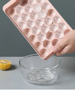 Bandeja de cubitos de hielo de plástico de forma redonda al por mayor con moldes de tapa 18 cavidades 33 cavidades pequeña bola redonda Fabricación de cubitos de hielo con tapa - Product Image 4