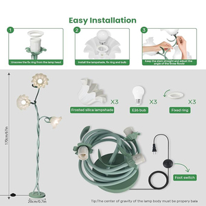 Lámpara de Pie LED de Estilo Rústico Americano, Plegable, con Luz de Tres Colores, Color Crema, para Sala de Estar/Sofá/Dormitorio/Jardín - Product Image 6
