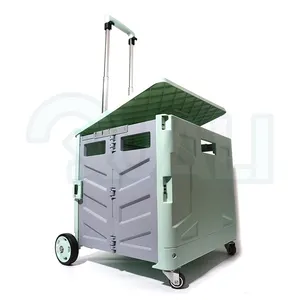 Space Saver Hand Opvouwbare Trolley Opvouwbare Plastic Winkelen Trolley Lichtgewicht Boot Winkelwagen