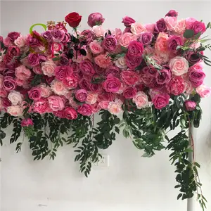 Panel de pared de flores artificiales de seda, decoración para el hogar, decoración de boda, Rosa peonía, SPR, China