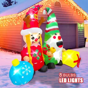 LED 조명으로 6 피트 고블린 및 선물 상자 풍선 크리스마스 장식 야외 파티 용품 장식