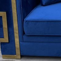 Canapé 3 places de luxe en acier doré et tissu, style nordique, pour salon, mobilier moderne, ensemble de canapés en velours bleu