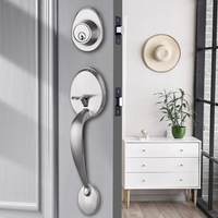 Poignée de porte avec serrure à levier grande taille en alliage de zinc, modèle nord-américain, pour porte principale et double porte