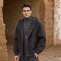 Veste en tricot à capuche pour homme, manteau en tricot torsadé, vêtements d'extérieur décontractés pour l'automne et l'hiver