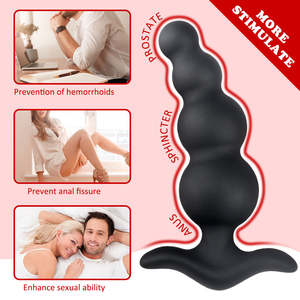 Anal Plug Trainer Set Medizinisches Silikon-Prostata-<span class=keywords><strong>Massage</strong></span> gerät für Männer Anfänger Paare Reisen Verwenden Sie wasserdichtes Schwarz - Product Image 2
