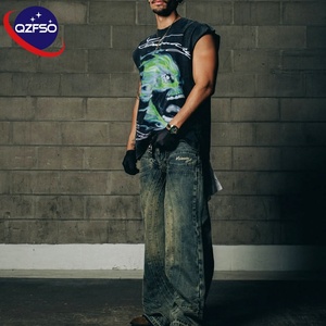 QZFSO, novedad de verano, chaleco Vintage de gran tamaño para hombre, Camiseta deportiva con estampado Digital para Fitness, camiseta sin mangas para gimnasio, camiseta sin mangas con lavado ácido para hombre - Product Image 1