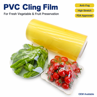 Film alimentaire en PVC de qualité alimentaire, rouleau jumbo, taille personnalisée, film plastique extensible, film d'emballage pour aliments frais, pour l'emballage alimentaire en supermarché