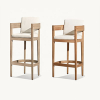 Ensemble de mobilier d'extérieur de cour en bois massif salle à manger jardin tabouret de bar Tables Patio teck haute jambe chaise piscine chaises de bar en teck
