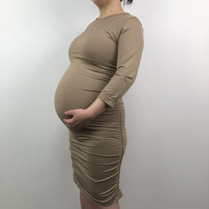 Pakaian Hamil Tanpa Jahitan Model Fashion, Kontrol Kuat Pasca Melahirkan, Penyangga Perut Kehamilan, Gaun Prenatal Berkerut untuk Wanita - Product Image 5