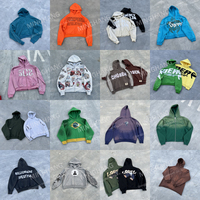 Sweat à capuche uni de qualité OEM, unisexe, 350 g/m², en molleton bouclette, streetwear, avec broderie appliquée