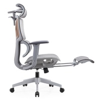 Chaise d'appoint en tissu de couleur grise Fauteuil pivotant à base inclinable avec appuie-tête Chaise de bureau