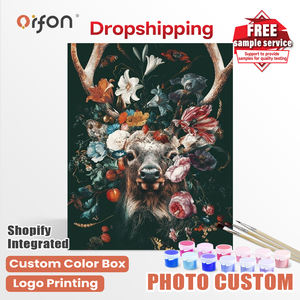 Kit de <span class=keywords><strong>peinture</strong></span> <span class=keywords><strong>par</strong></span> numéros Orfon Dropshipping, motif <span class=keywords><strong>cerf</strong></span> floral - Art botanique de <span class=keywords><strong>cerf</strong></span> et de fleurs colorées pour la décoration intérieure, artisanat DIY - Product Image 1