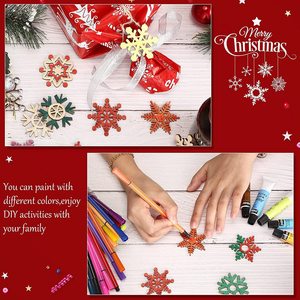 Unfinished Wooden Snowflake Ornament 10-Piece Set Hanging Christmas <b>Tree</b> Decoration DIY Craft For Home Holiday Decor - Product Image 3