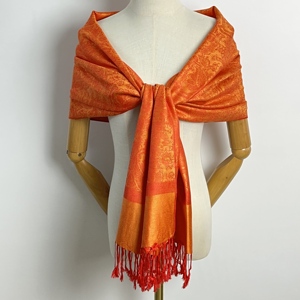 Personnalisé deux tons Vintage Floral Jacquard Pashmina écharpe doux soyeux réversible Paisley étole pour les femmes pour les musulmans de printemps - Product Image 3
