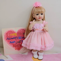 Poupée réaliste en silicone de 22 pouces en robe rose, poupée fille réaliste