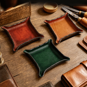 Organisateur de bureau rectangulaire en cuir pleine fleur de vachette pleine croûte de 5 mm d'épaisseur, style vintage, services OEM/ODM personnalisés - Product Image 1