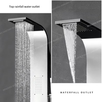 Système de tour de douche en acier inoxydable avec support de plancher Chute d'eau chromée et jets de massage Wal avec corps Ensemble de douche chromé
