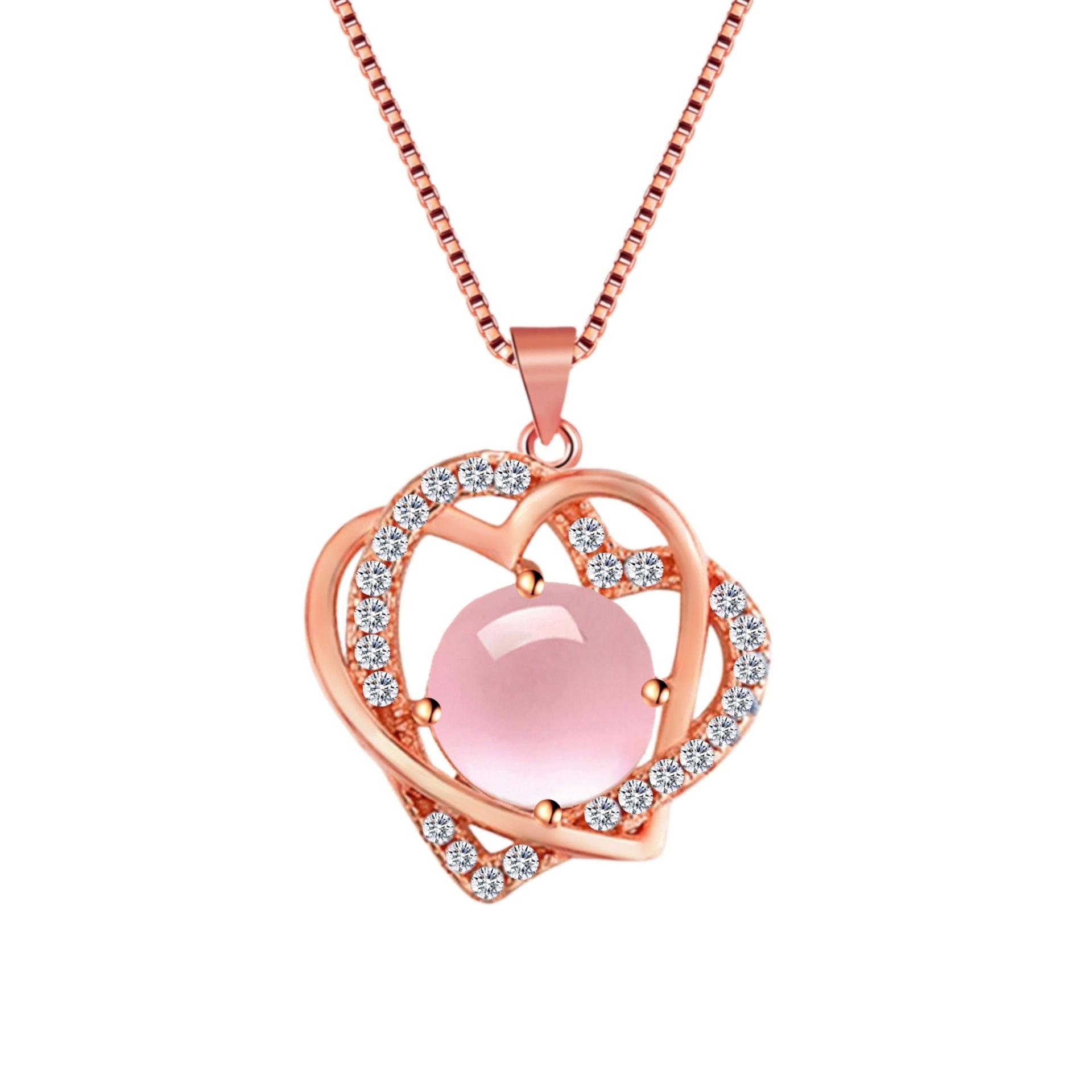 สร้อยคอโรสโกลด์พร้อมจี้รูปหัวใจ 2